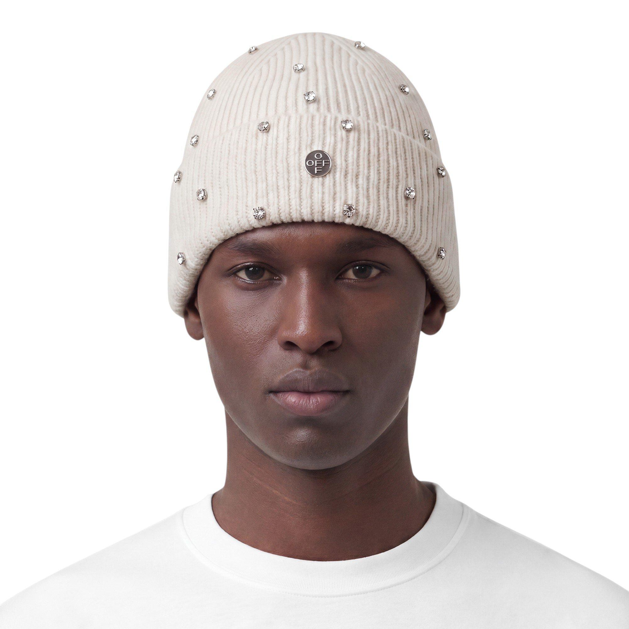 L/AB c/o Off-White Off Metal Logo & Rhinestones Beanie - Beige - BEIGE